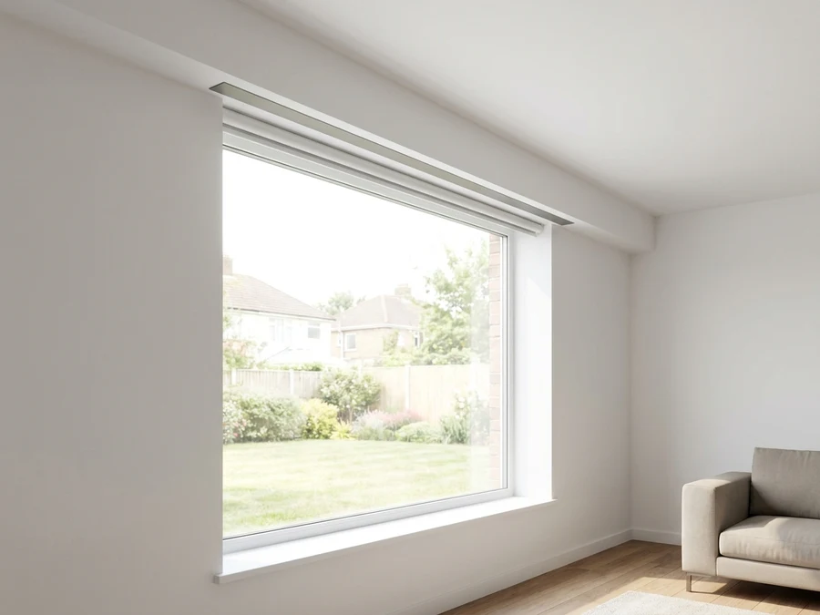 Blind recessed into a ceiling pelmet box above a window in a renovated Brackenfell home