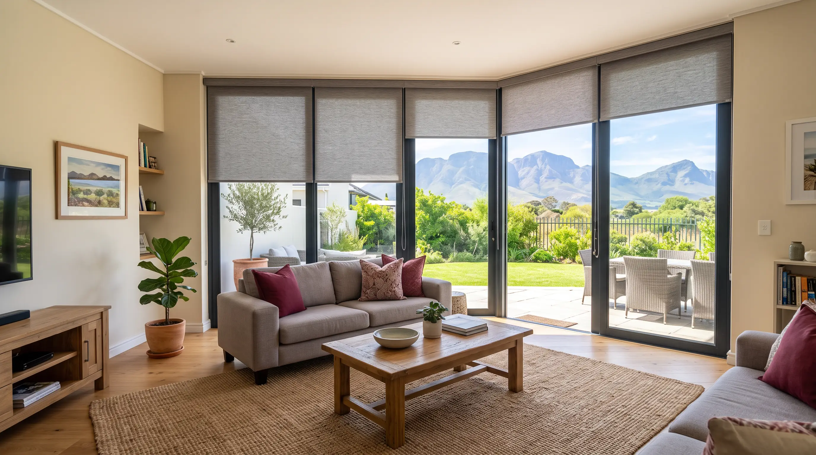 Family home exterior in Brackenfell, Cape Town, with roller blinds fitted to large windows